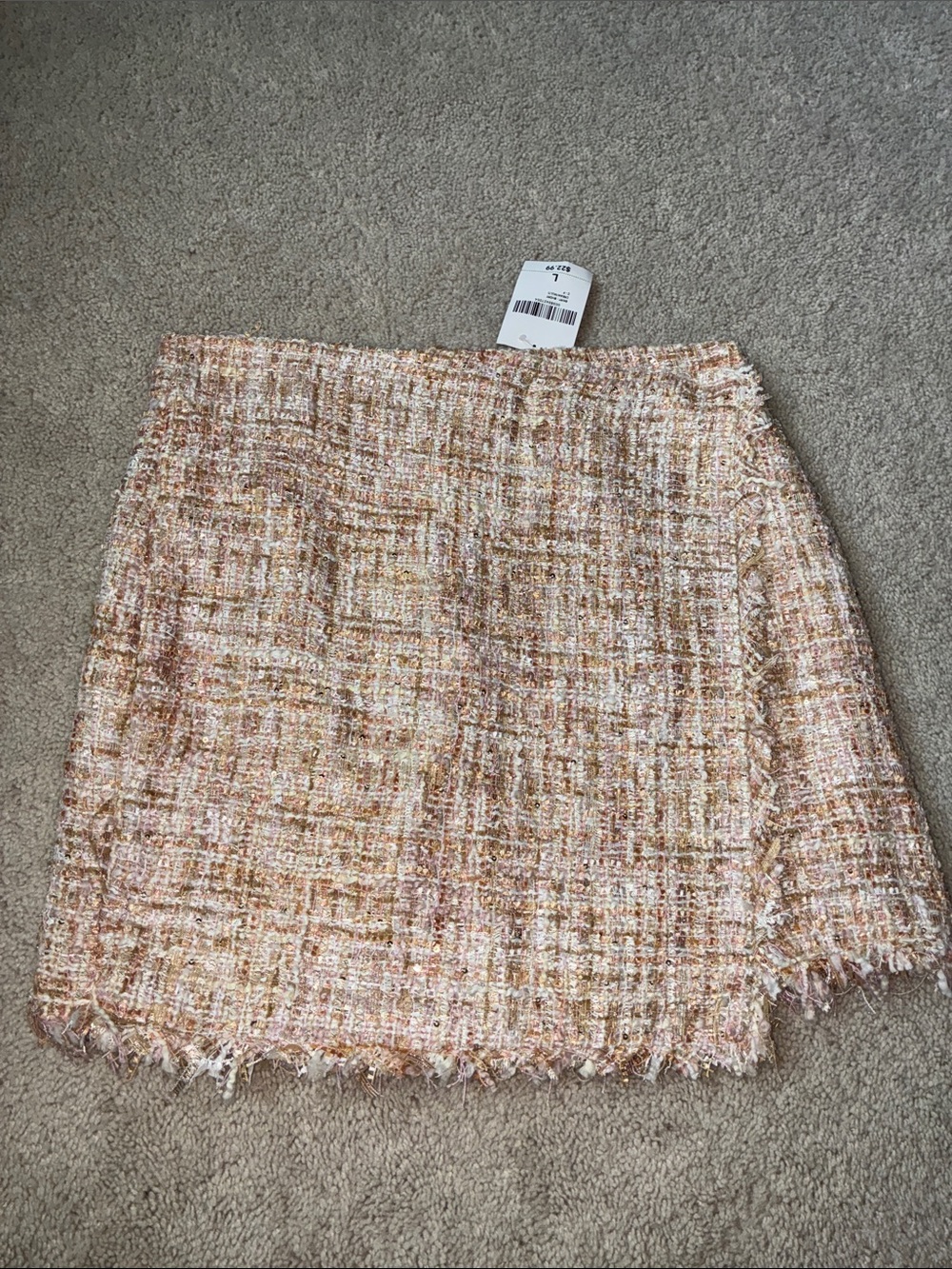 New Forever21 Frayed Hem Tweed Mini Skirt in Pink Multi color size L